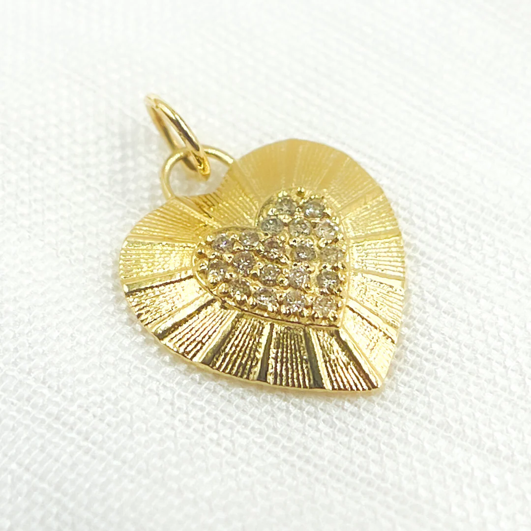 14K Solid Gold Diamond Heart Charm. GDP469 - Image 3
