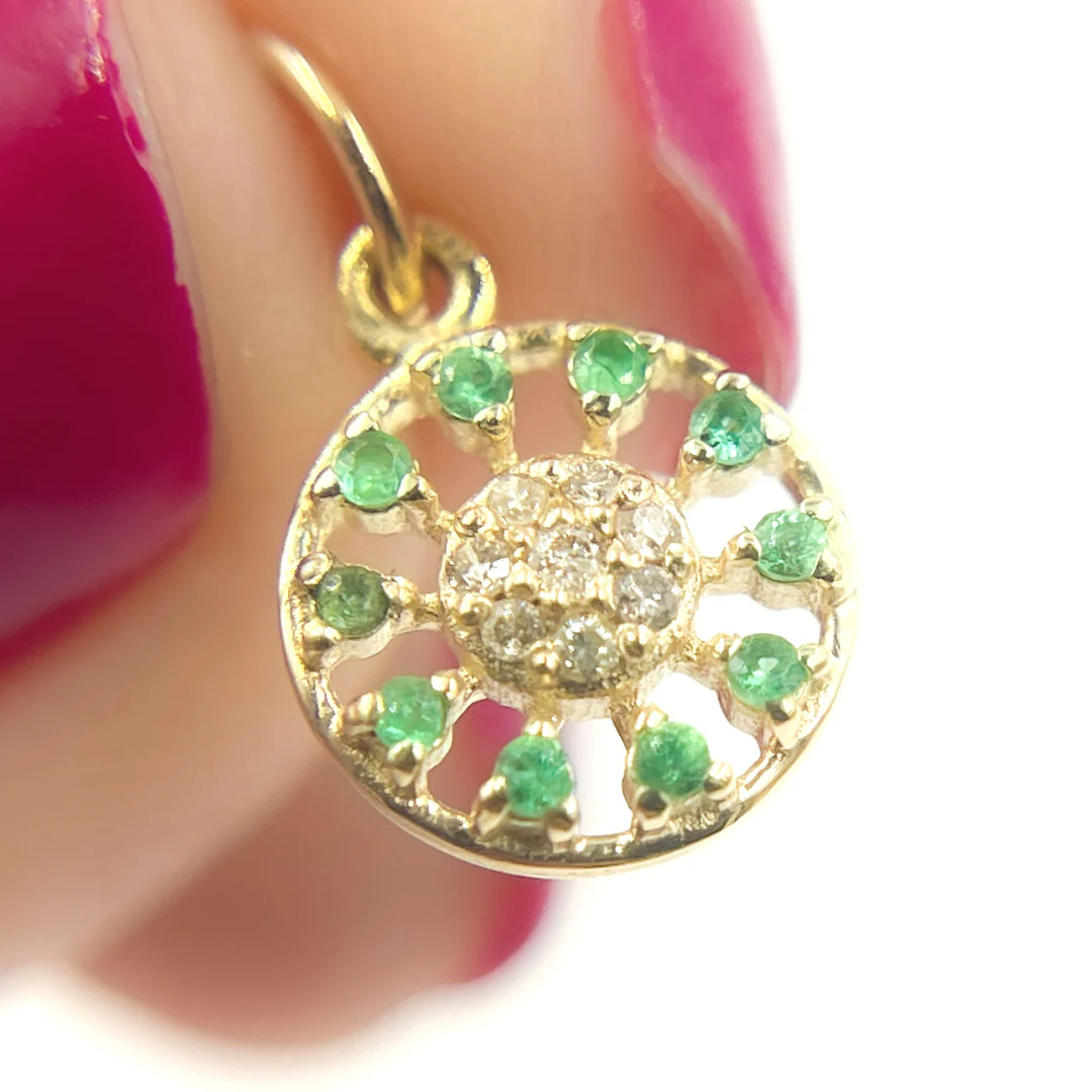 14K Solid Gold Diamond Circle Charm. GDP471 - Image 6