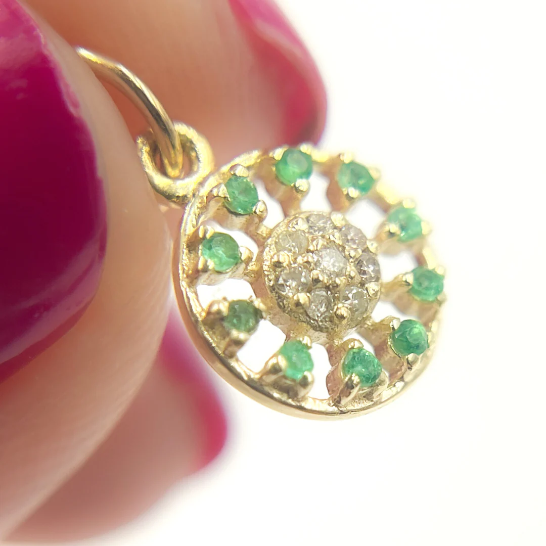 14K Solid Gold Diamond Circle Charm. GDP471 - Image 9