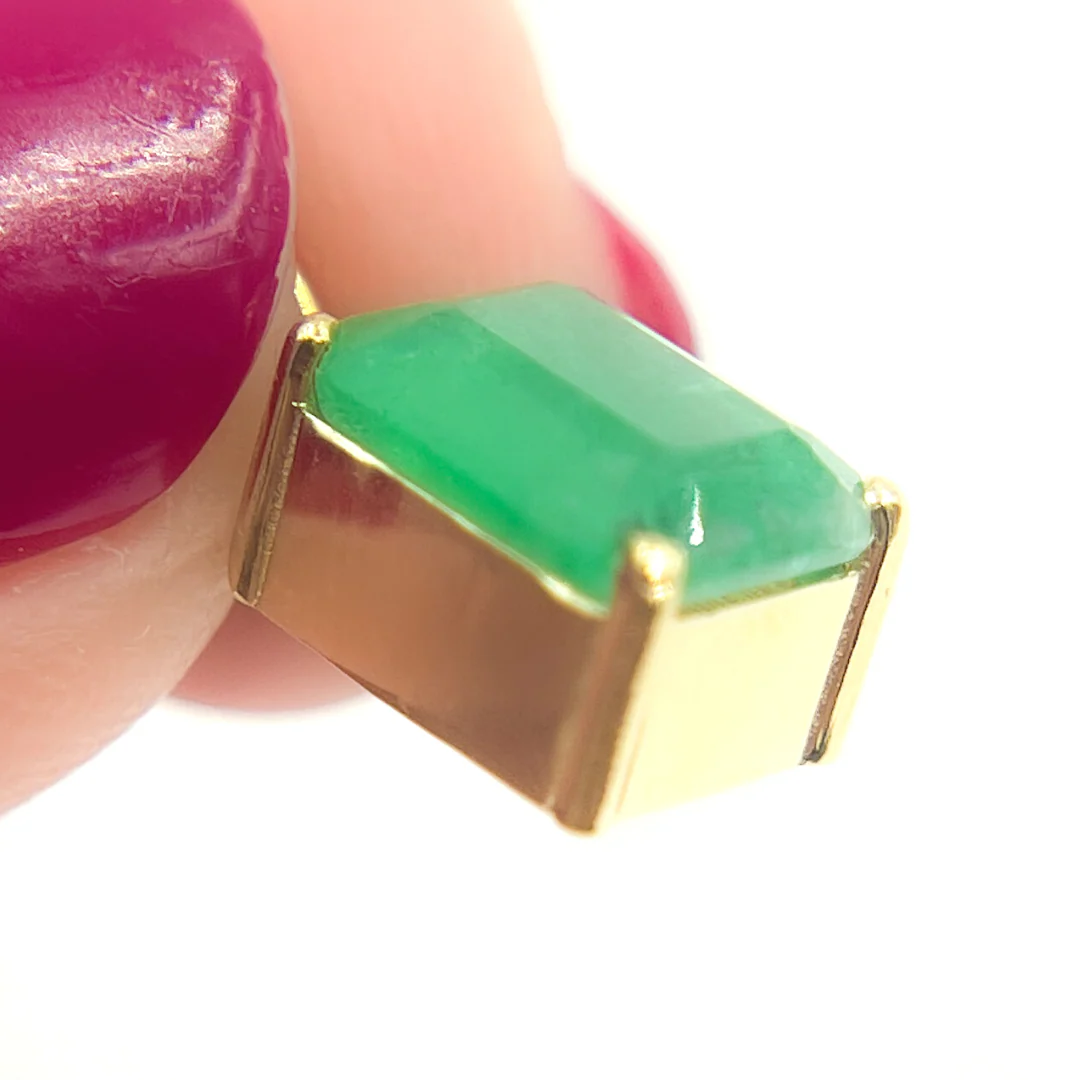 GDP475. 14K Solid Gold Emerald Rectangle Charm - Image 4