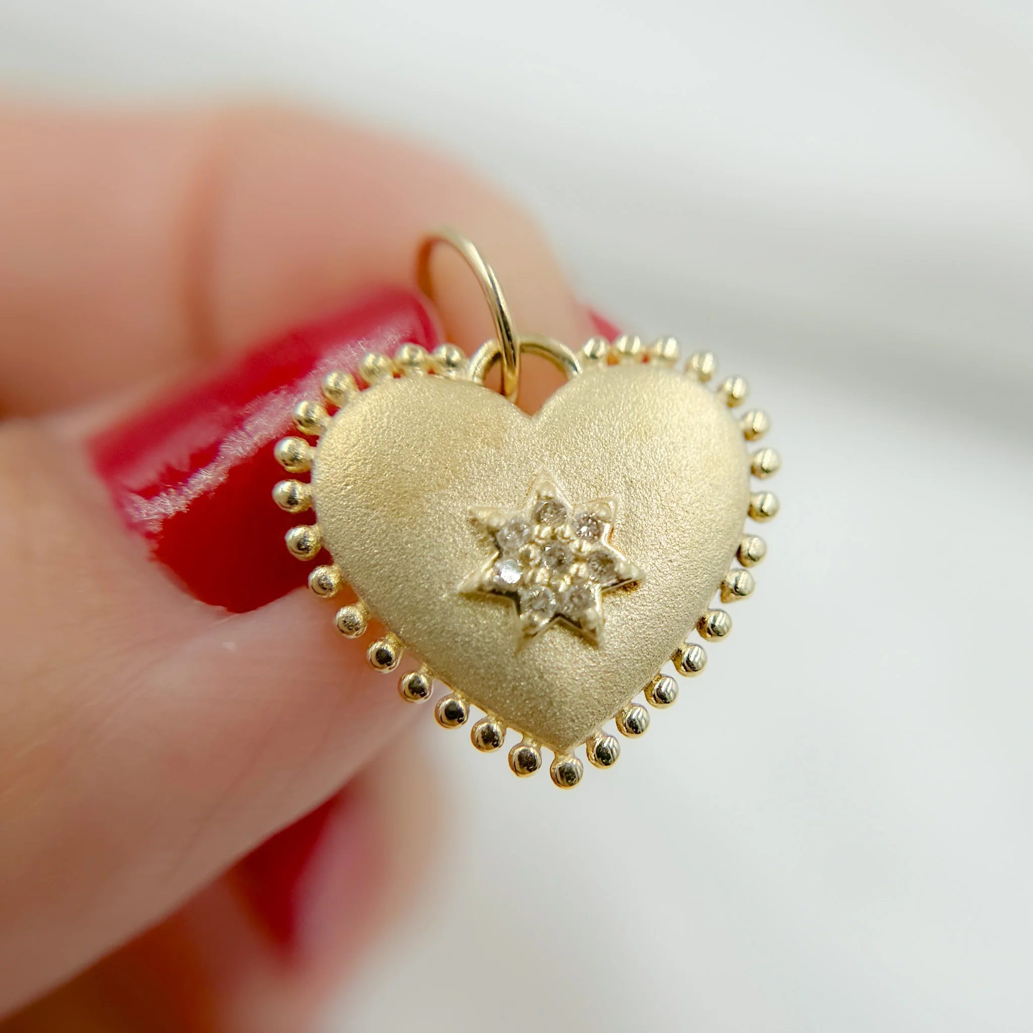 14k Solid Gold Diamond Heart Charm. GDP486 - Image 3