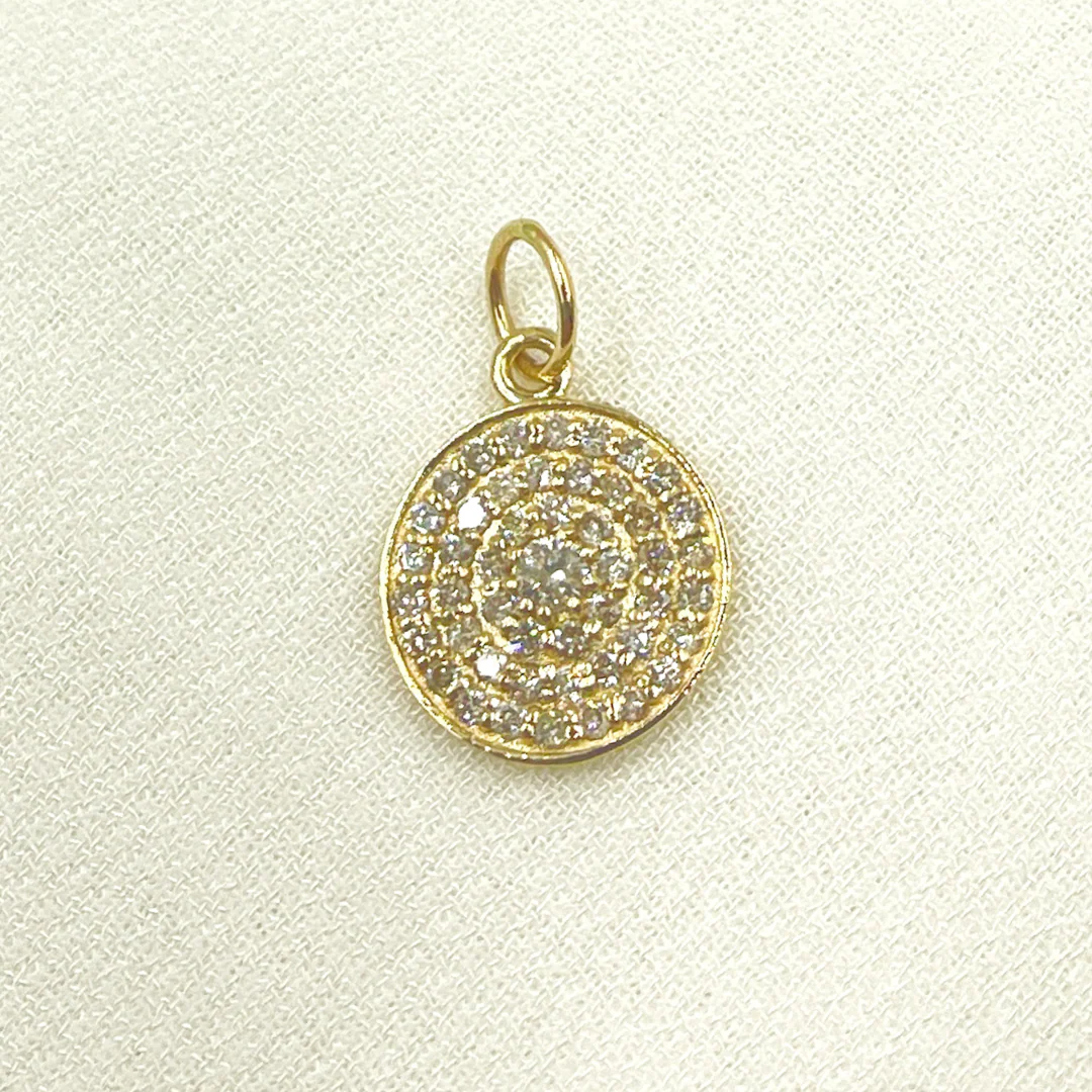 GDP53. 14K Solid Gold Diamond Circle Charm - Image 5