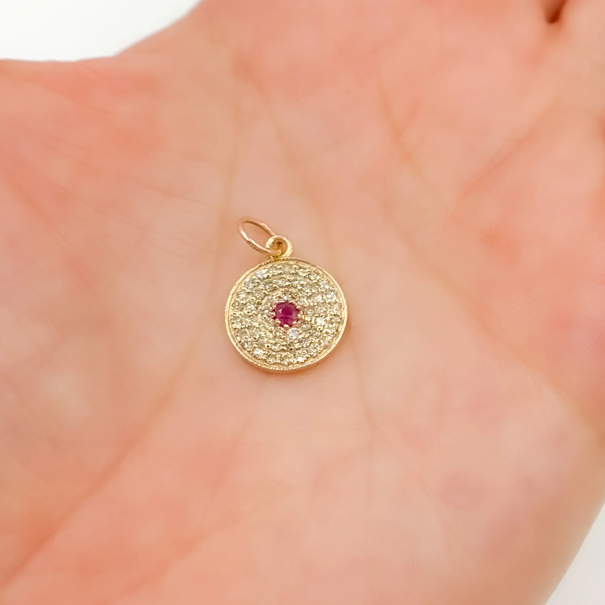 GDP53. 14K Solid Gold Diamond Circle Charm - Image 9