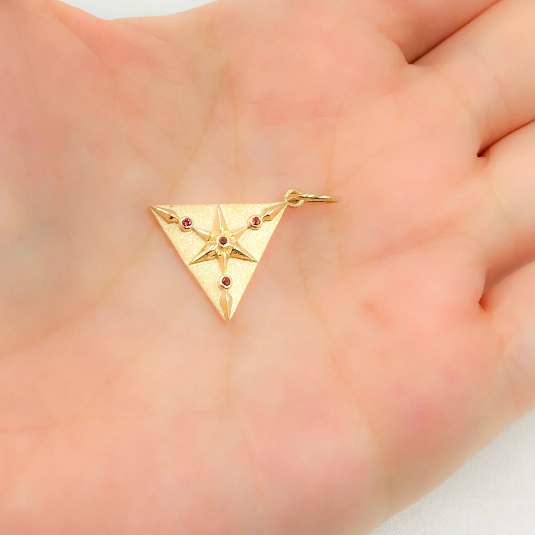 GDP541. 14K Solid Gold Diamond Triangle Charm - Image 4