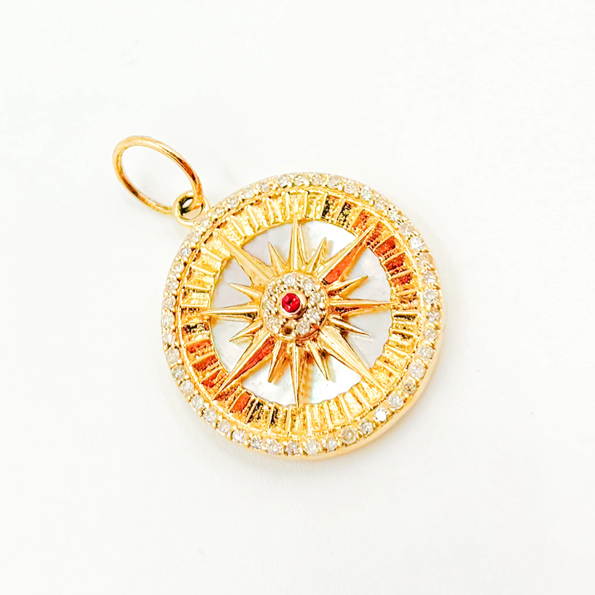 GDP579. 14K Solid Gold Compass Pendant