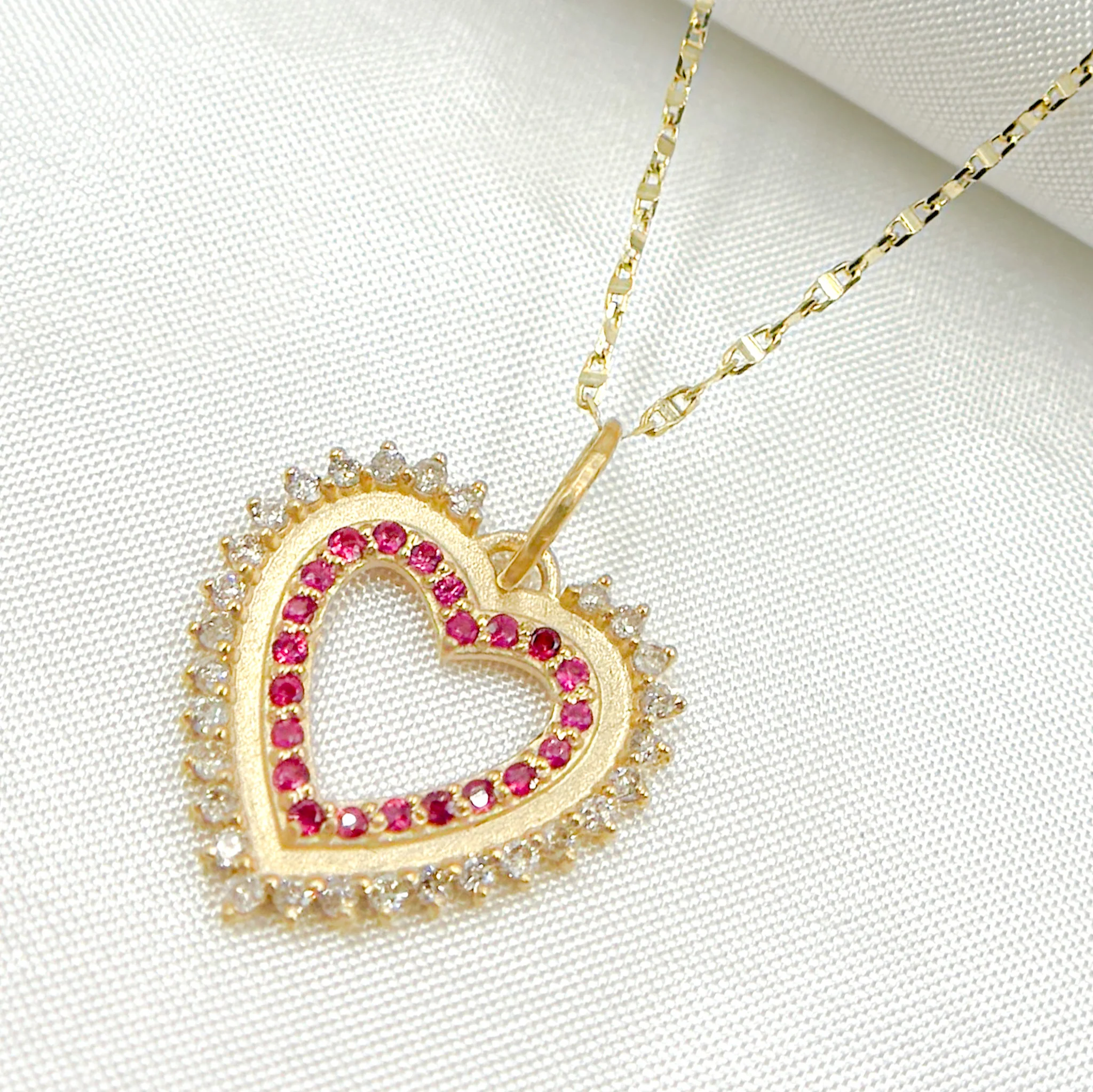 GDP642. 14k Solid Gold Diamond Heart Charm - Image 4