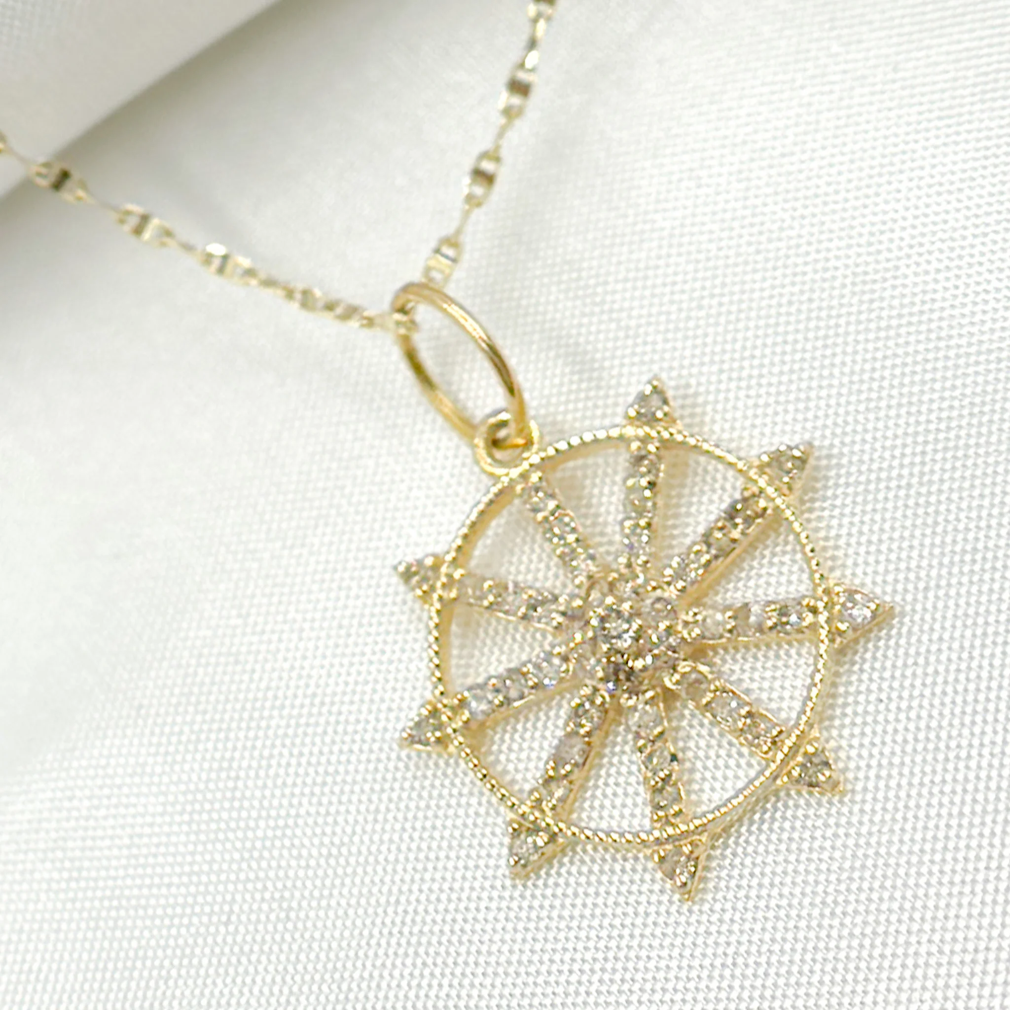 GDP646. 14K Solid Gold Circle Charm with Diamond and Gemstone - Image 2