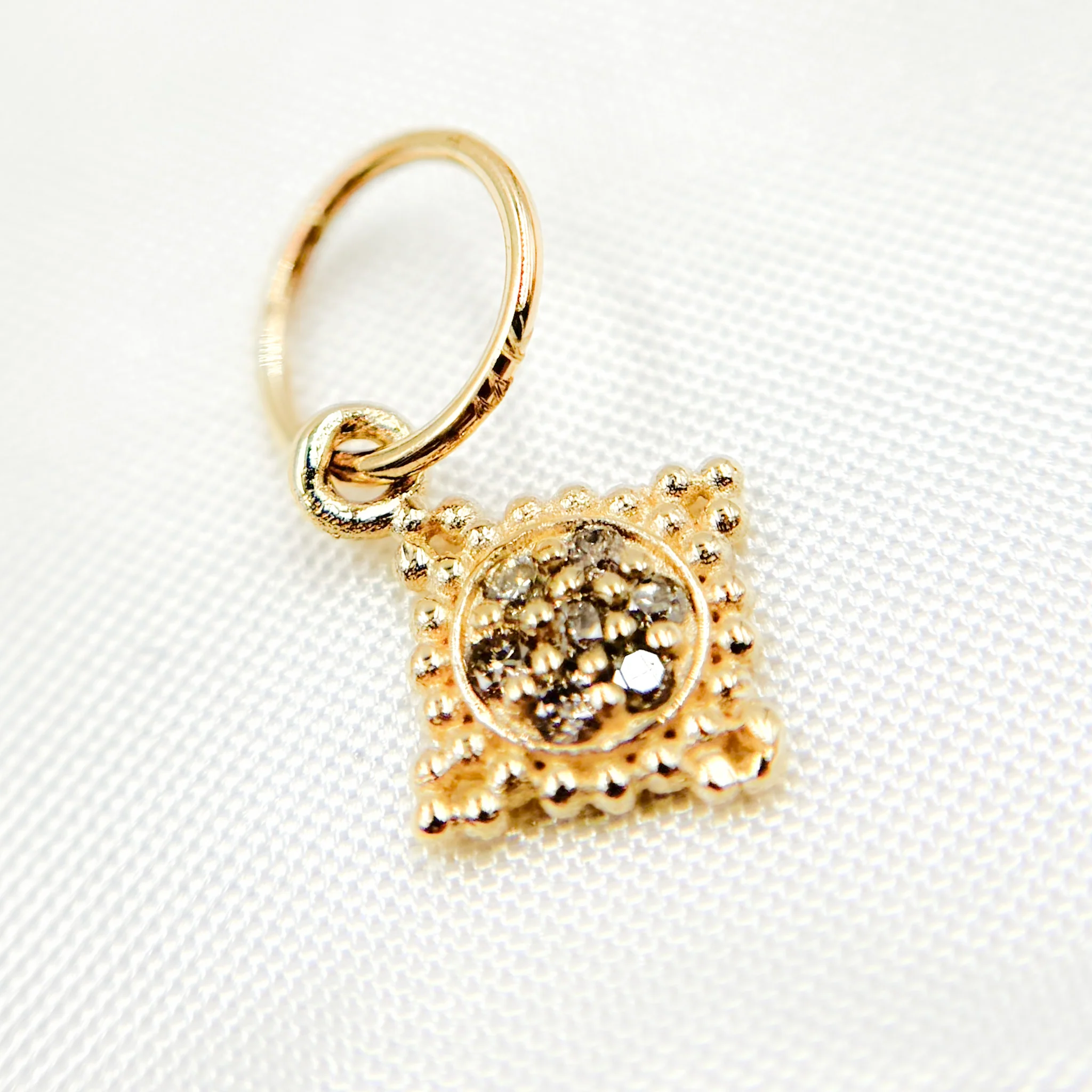 GDP74. 14K Solid Gold Diamond Diamond Shape Charm