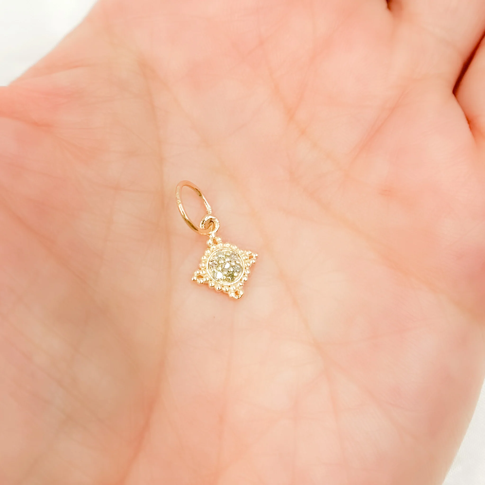 GDP74. 14K Solid Gold Diamond Diamond Shape Charm - Image 2