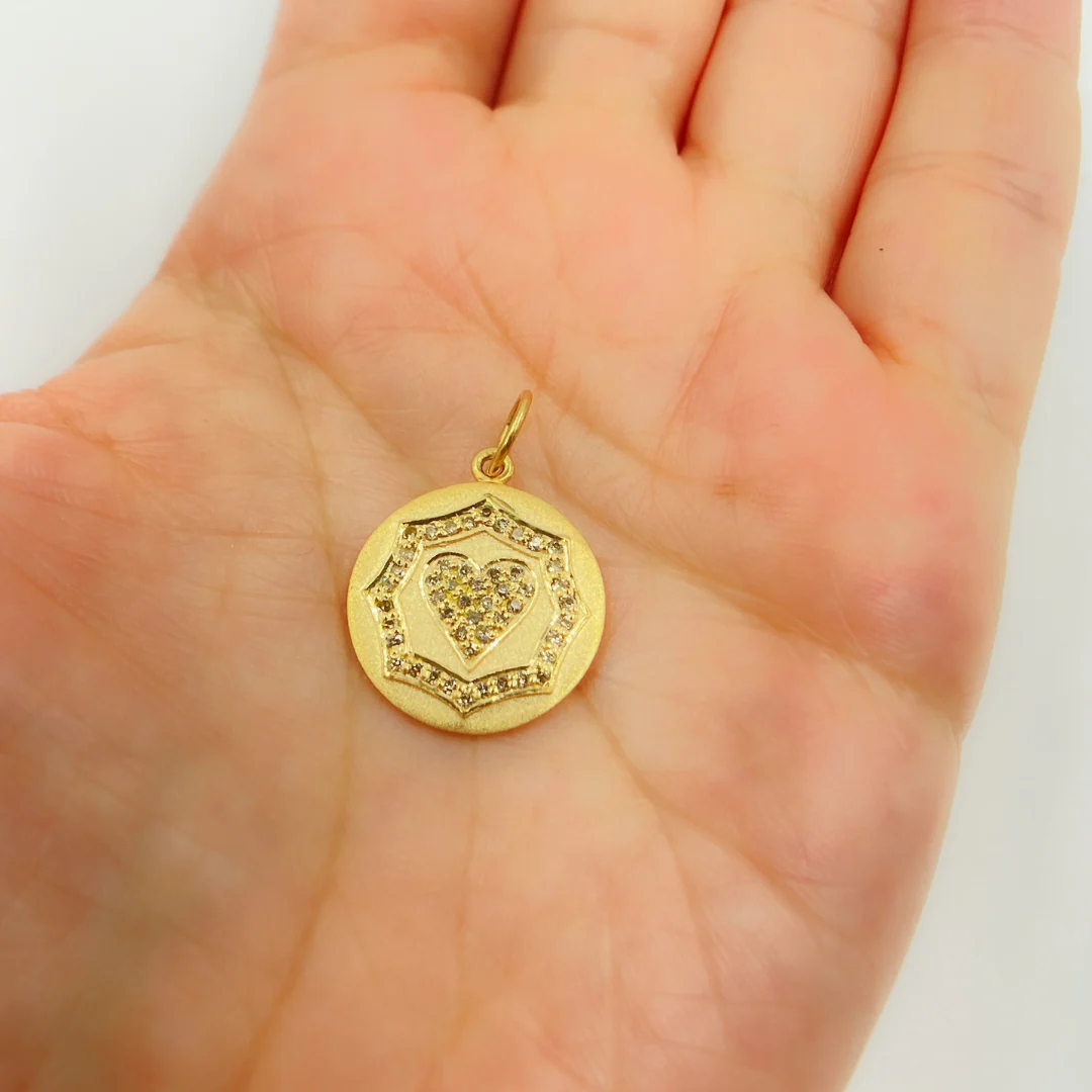 14K Solid Gold Circle Pendant with Diamonds. GDP82 - Image 4