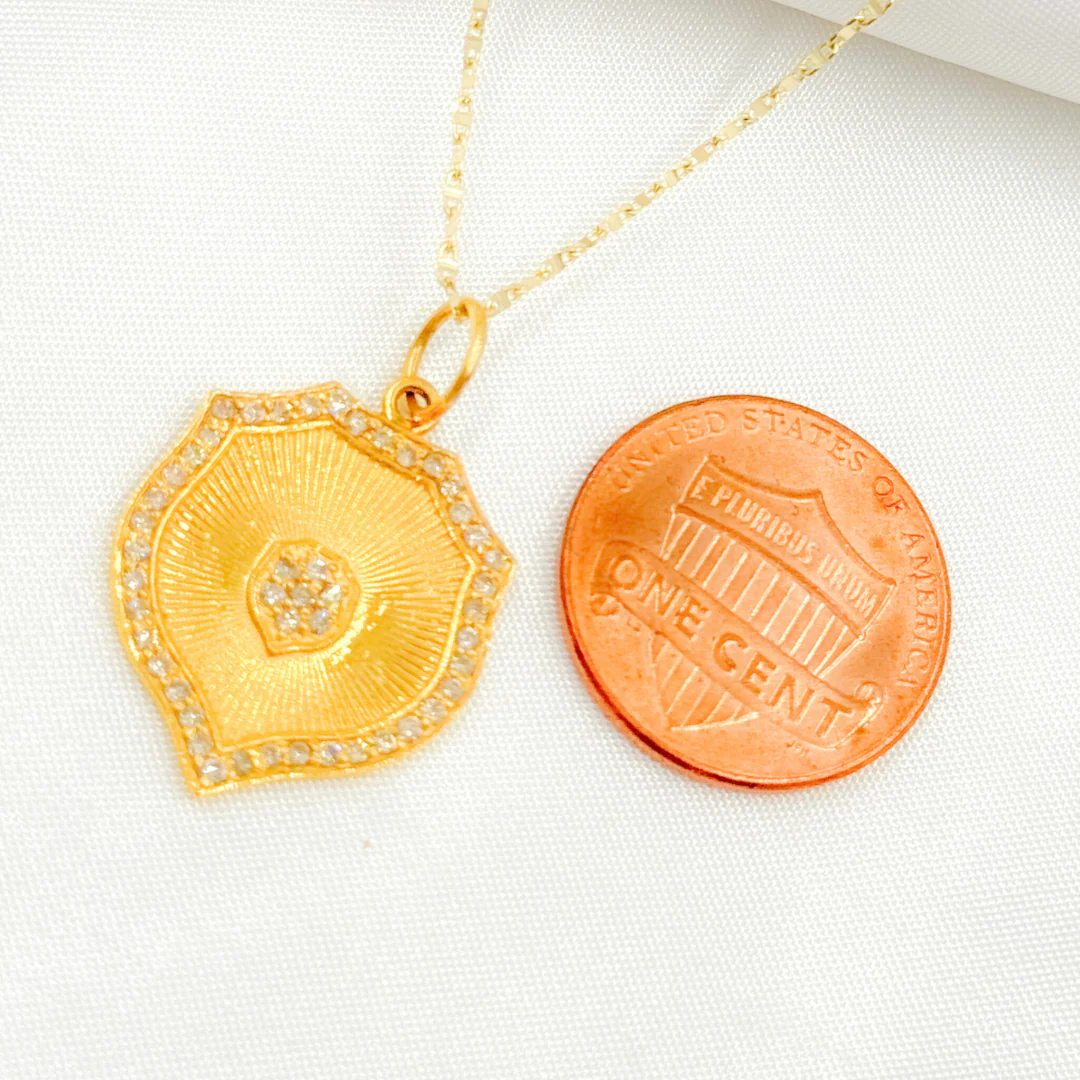 14k Solid Gold Diamond Shield Charm. GDP83A - Image 3