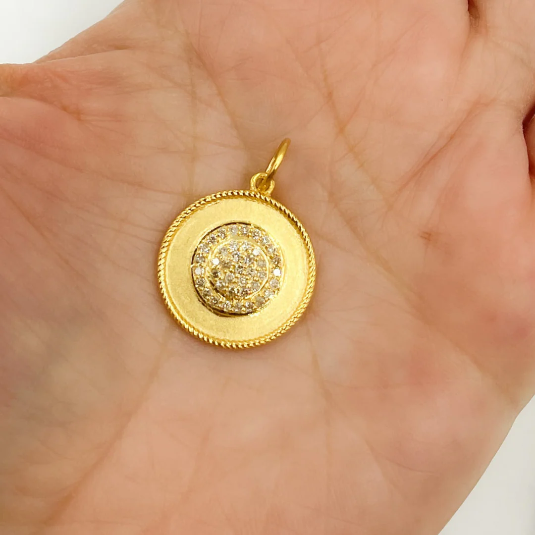 14K Solid Gold Diamond Circle Charm. GDP86 - Image 3