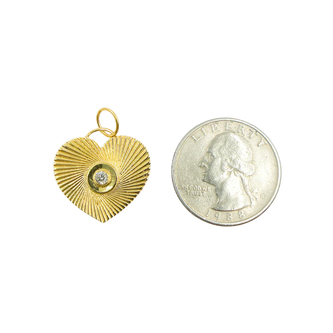 14K Solid Gold with Diamonds Heart Shape Charm. GDP98 - Image 2