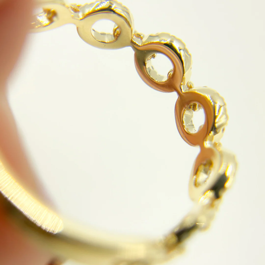 RAD01203. 14K Solid Gold Circles Diamond Ring - Image 5