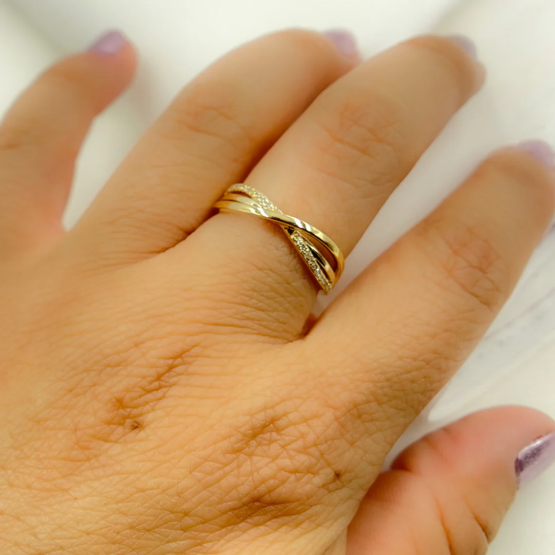 RFB14249. 14K Solid Gold Cross Diamond Ring