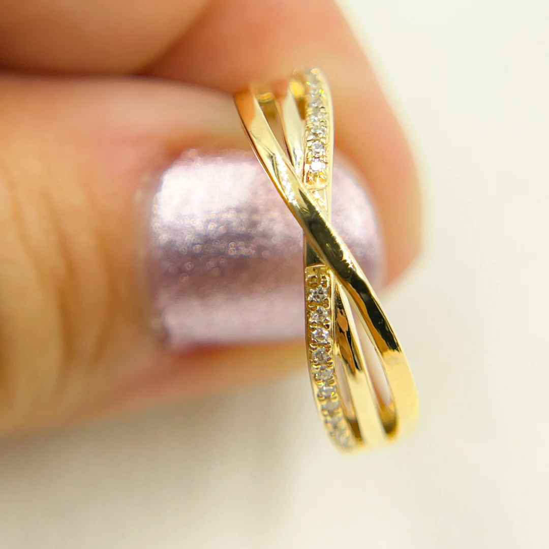 RFB14249. 14K Solid Gold Cross Diamond Ring - Image 2