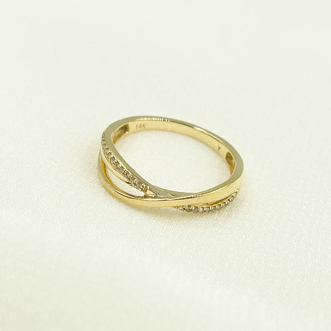 RFB14249. 14K Solid Gold Cross Diamond Ring - Image 3