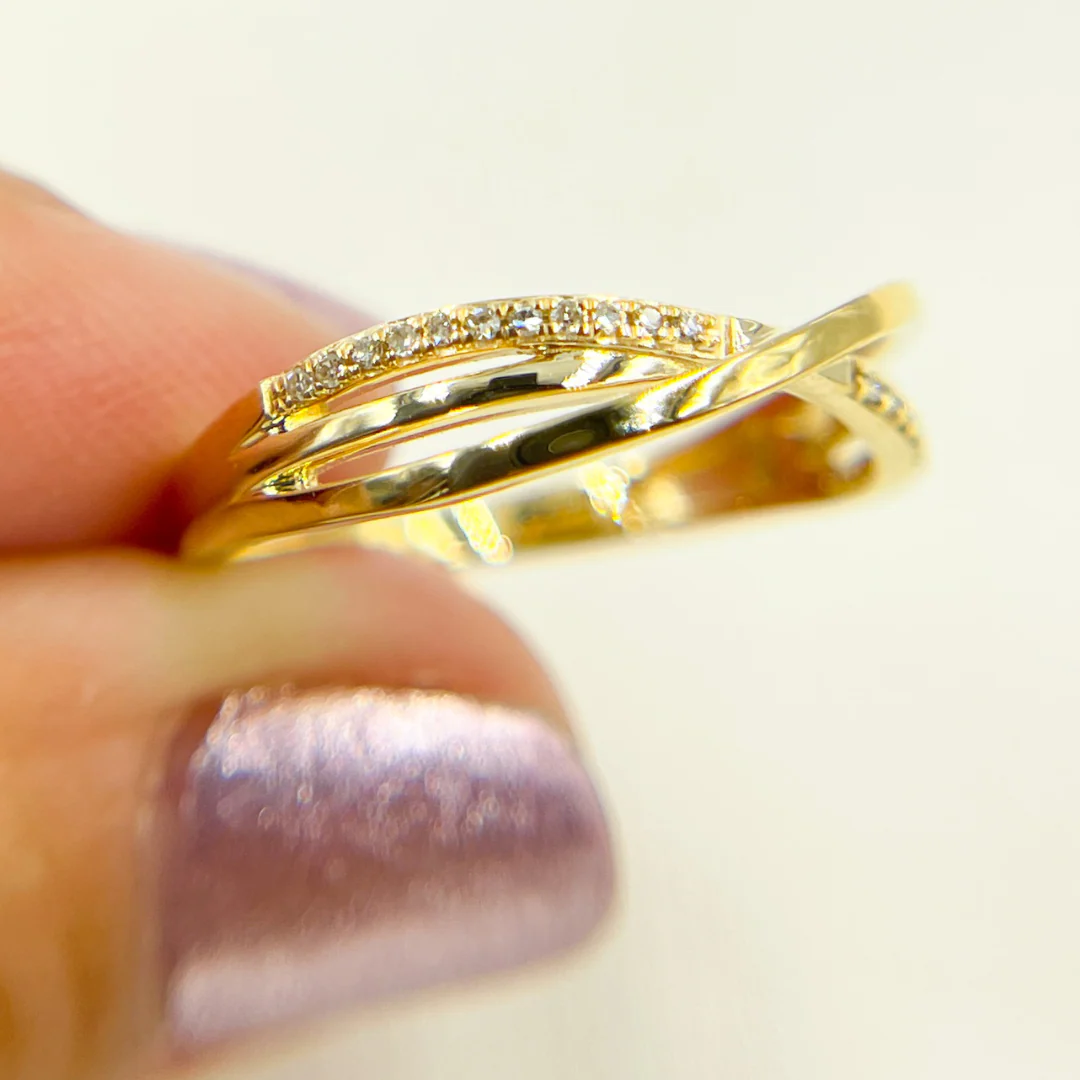 RFB14249. 14K Solid Gold Cross Diamond Ring - Image 5