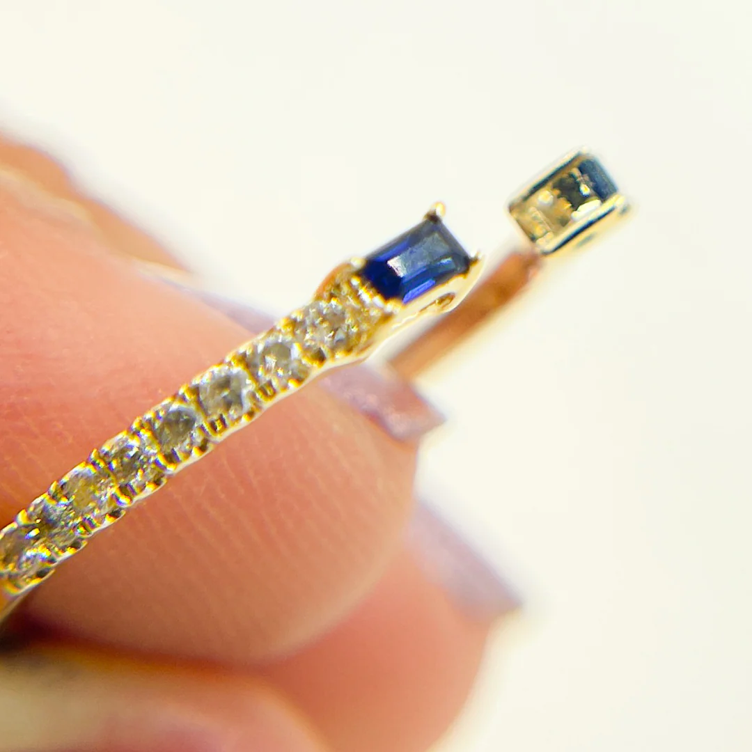 RFC17394BS. 14K Solid Gold Diamond & Blue Sapphire Ring - Image 5