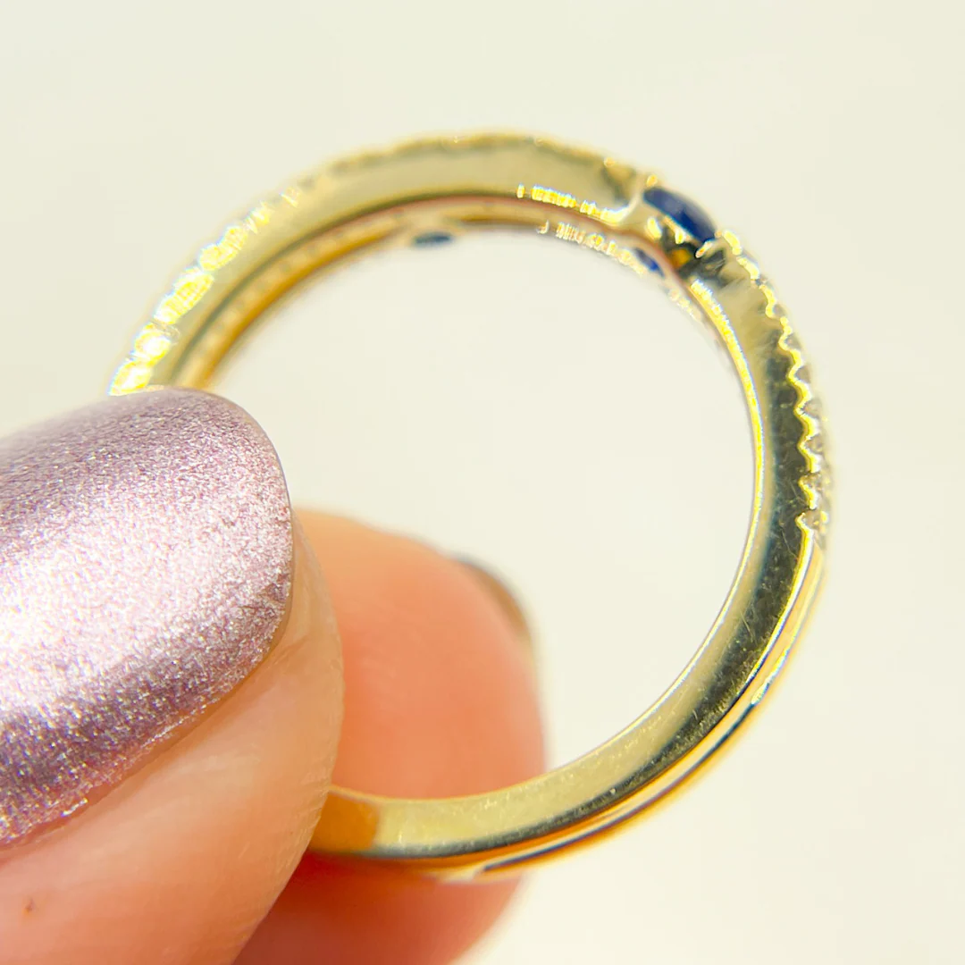 RFE17395BS. 14K Solid Gold Diamond & Blue Sapphire Ring - Image 5