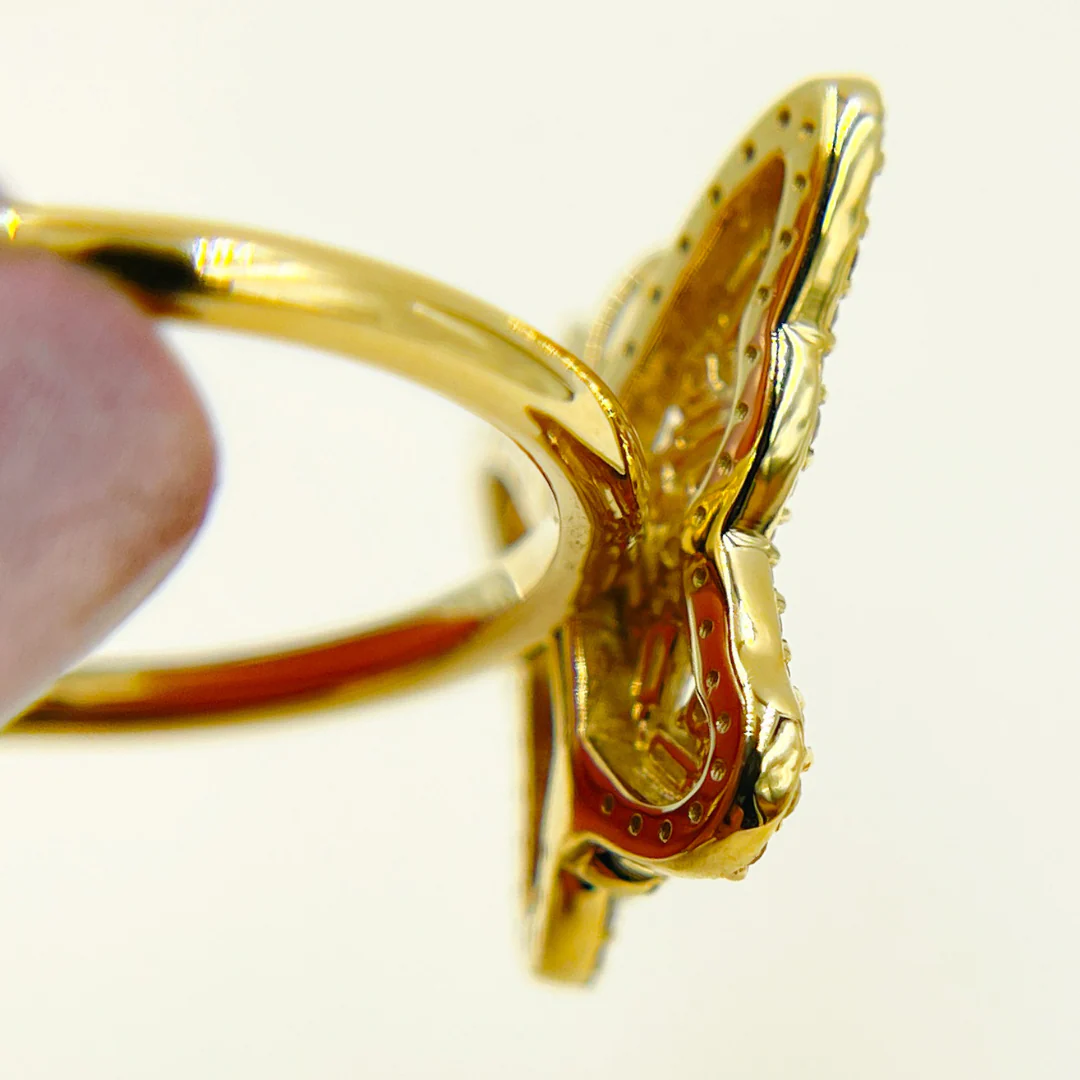 RFH17476. 14K Solid Gold Butterfly Diamond Ring - Image 5