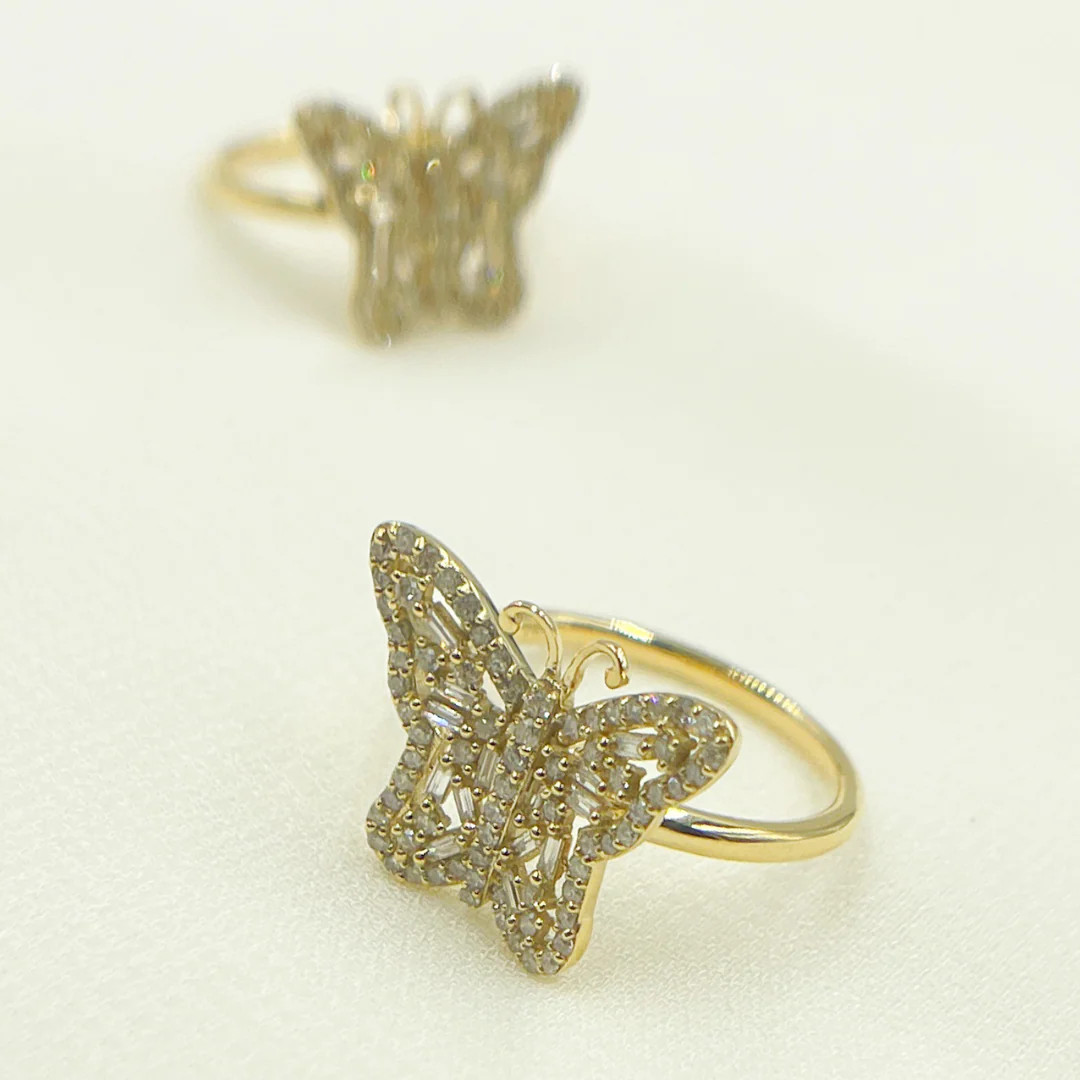 RFH17476. 14K Solid Gold Butterfly Diamond Ring - Image 6