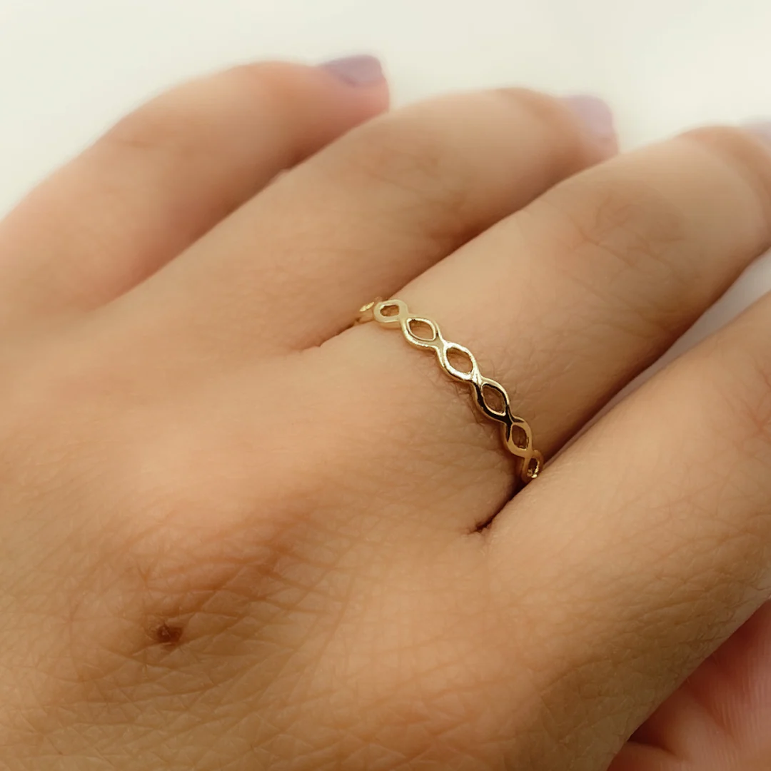 RAZ01295. 14K Solid Gold Waves Ring - Image 5