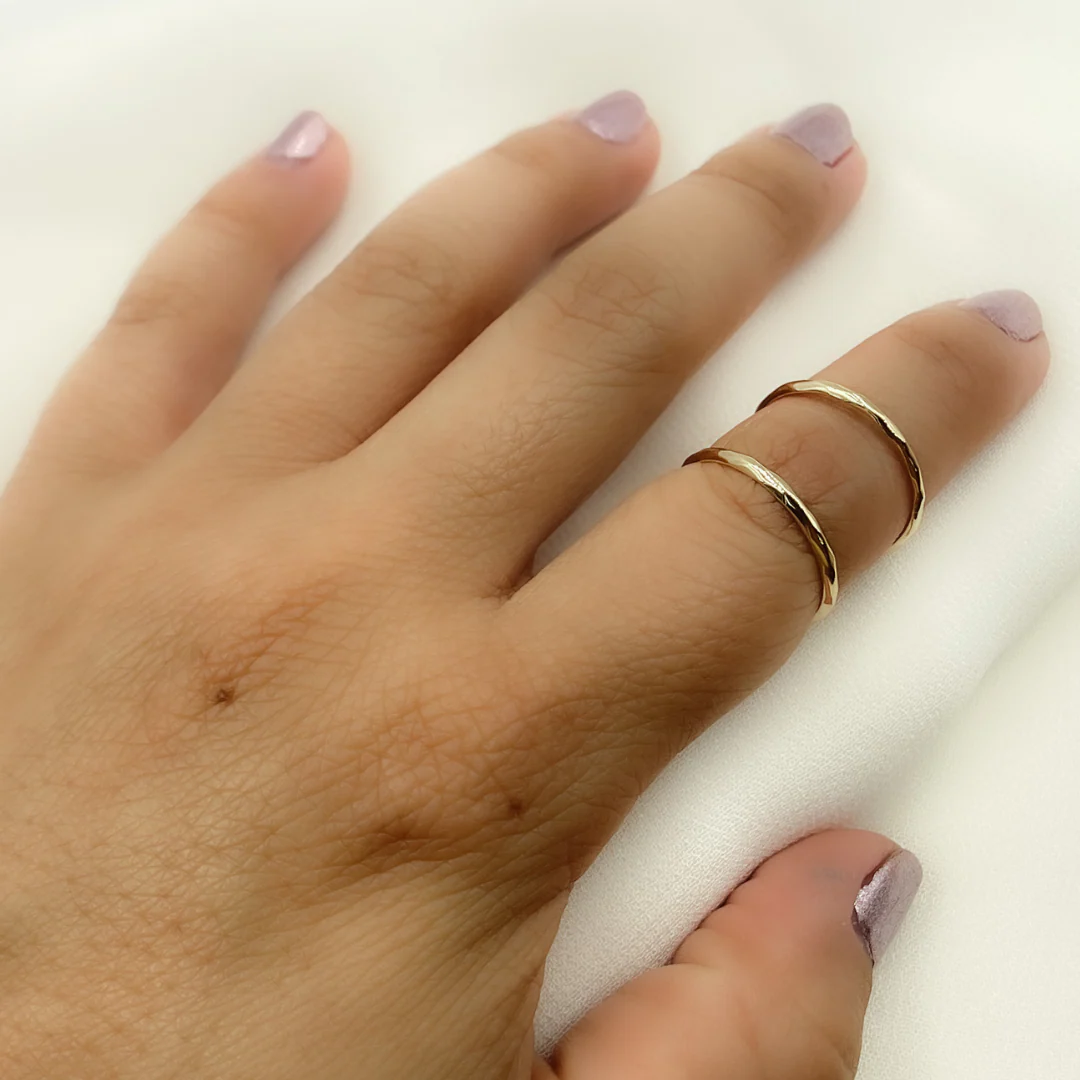RAZ01296. 14K Solid Gold Hammered Ring - Image 3