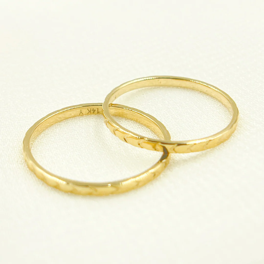 ZGG672. 14K Solid Gold Texture Ring - Image 4