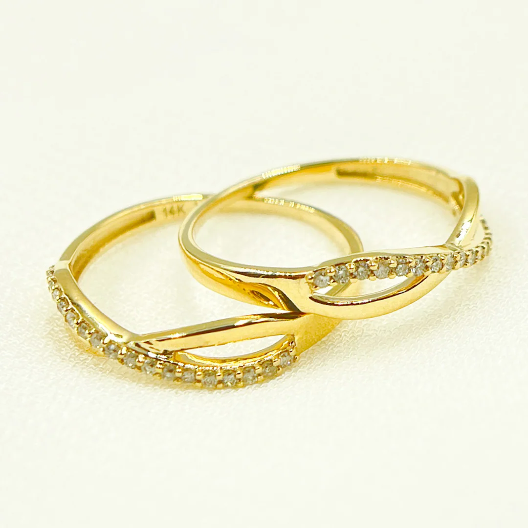 ZGG678. 14K Solid Gold Infinity Diamond Ring - Image 6