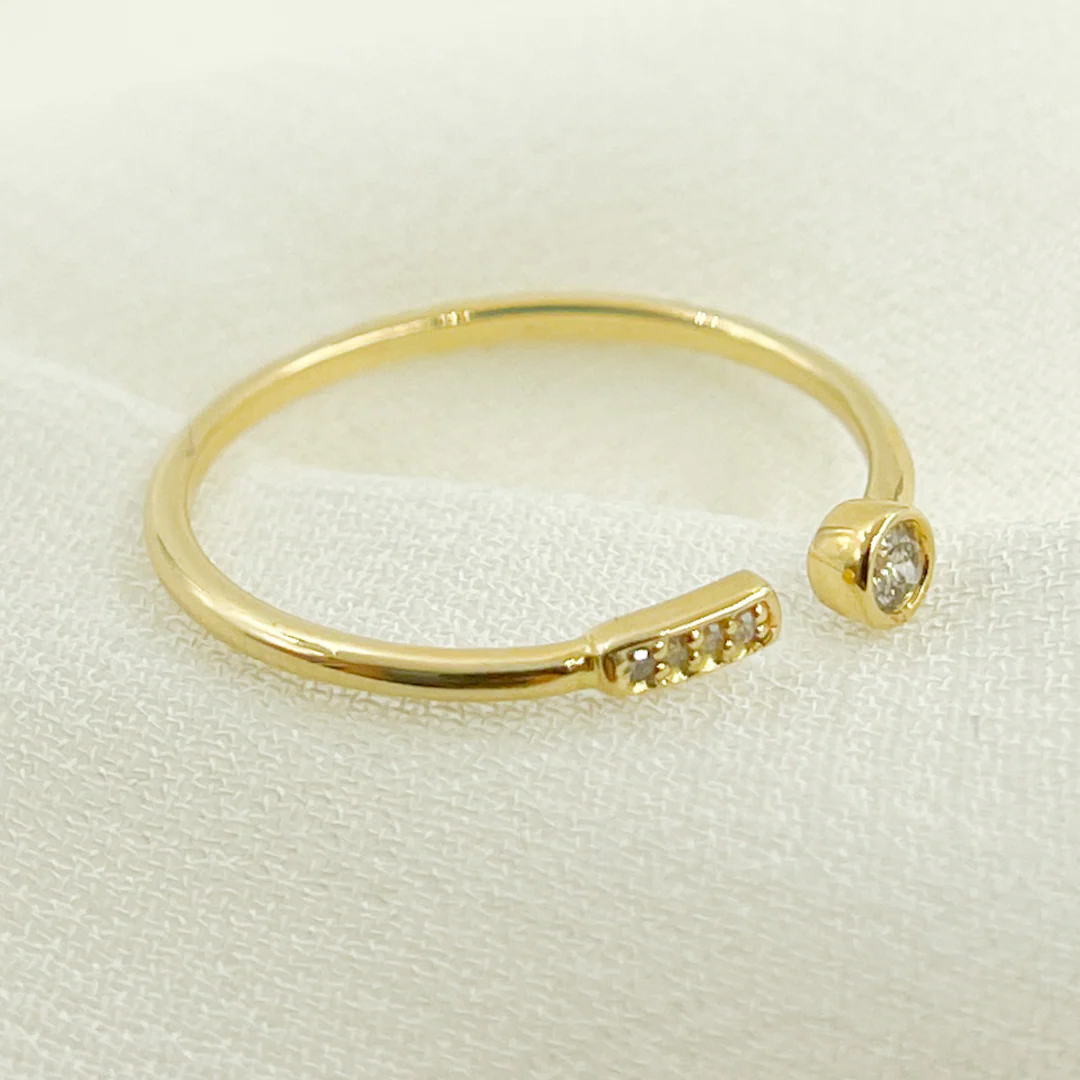 RFA17010. 14K Solid Gold Diamond Open Ring - Image 5
