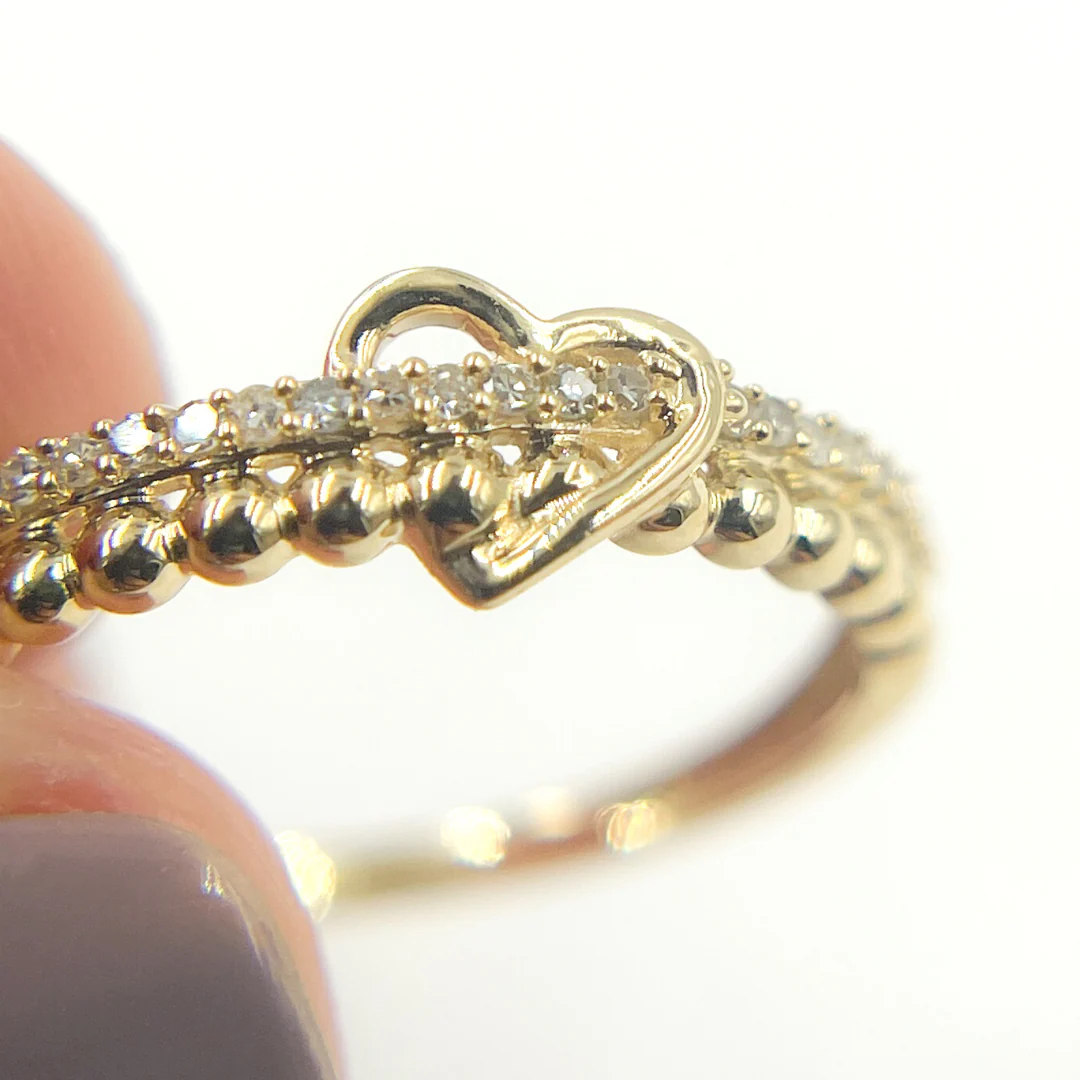 RFB15707. 14K Solid Gold Heart Diamond Ring - Image 2