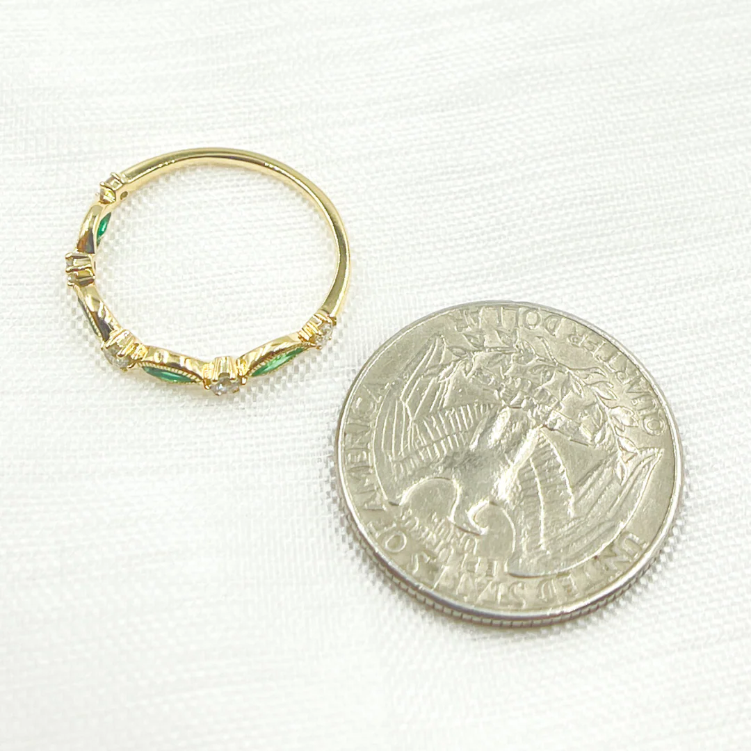 RAD00549EM. 14K Solid Gold Diamond & Emerald Ring - Image 5