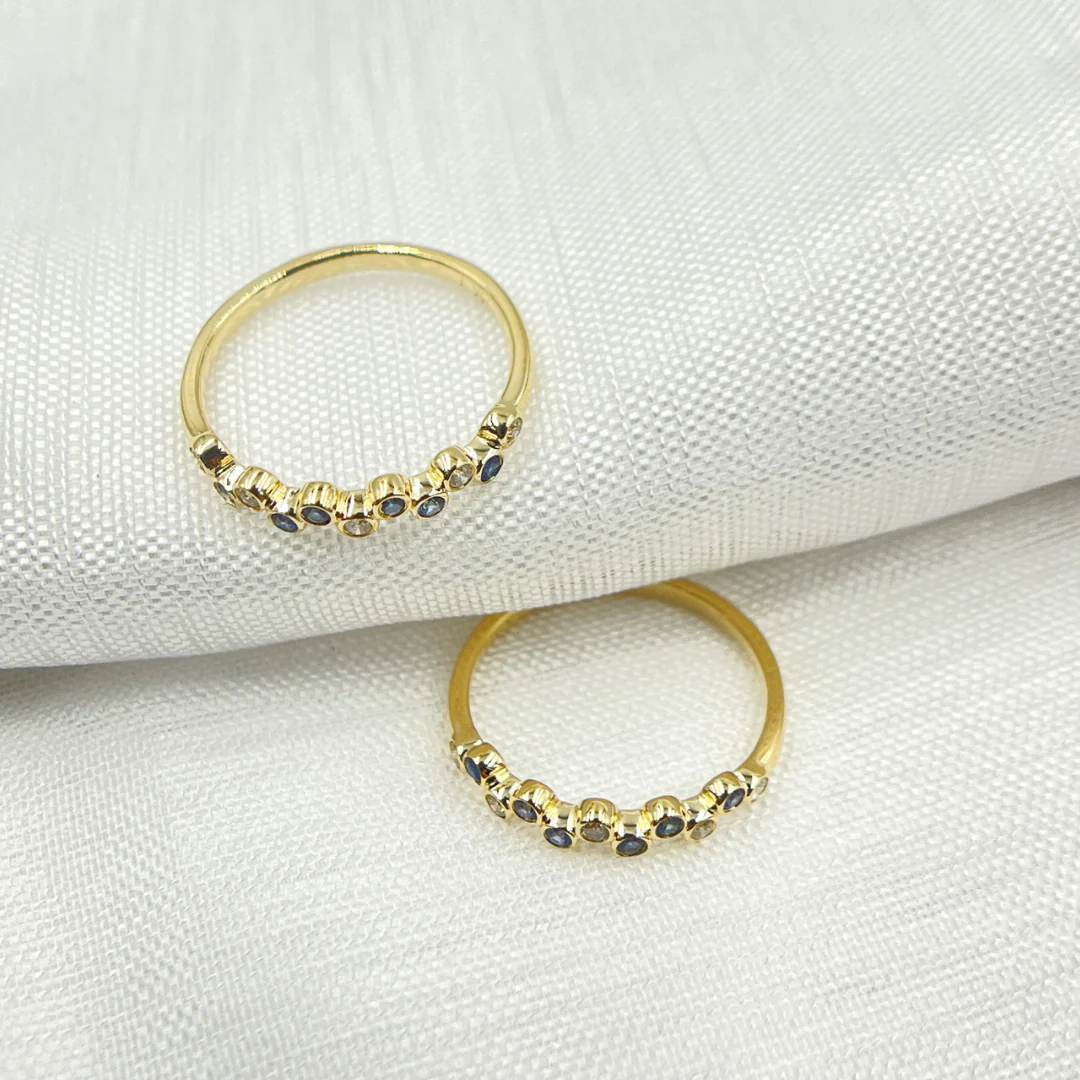 14K Solid Gold Diamond & Blue Sapphire Ring. CR95300BS1.5 - Image 4