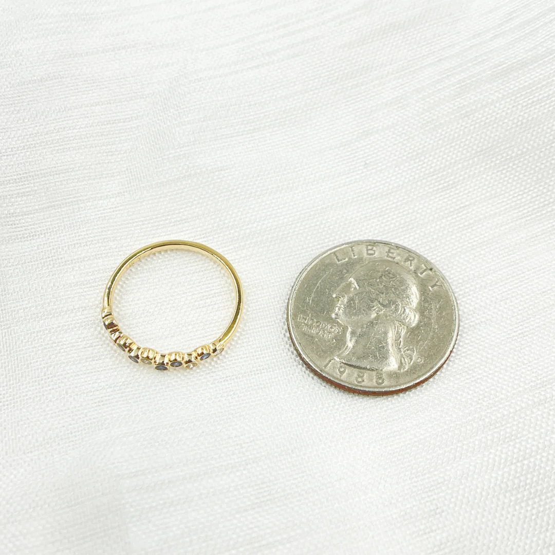 14K Solid Gold Diamond & Blue Sapphire Ring. CR95300BS1.5 - Image 5