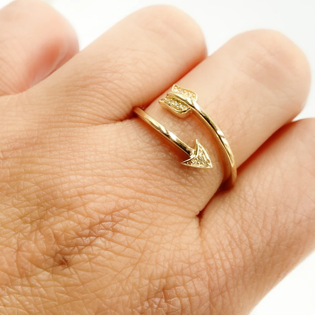 RFA14433. 14K Solid Gold Diamond Arrow Ring - Image 9