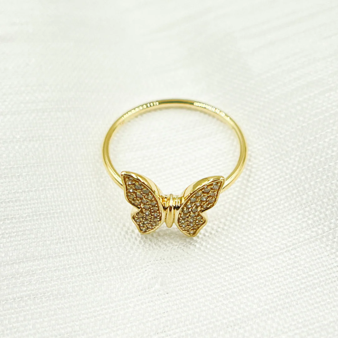 RFC16836. 14K Solid Gold Diamond Butterfly Ring - Image 3