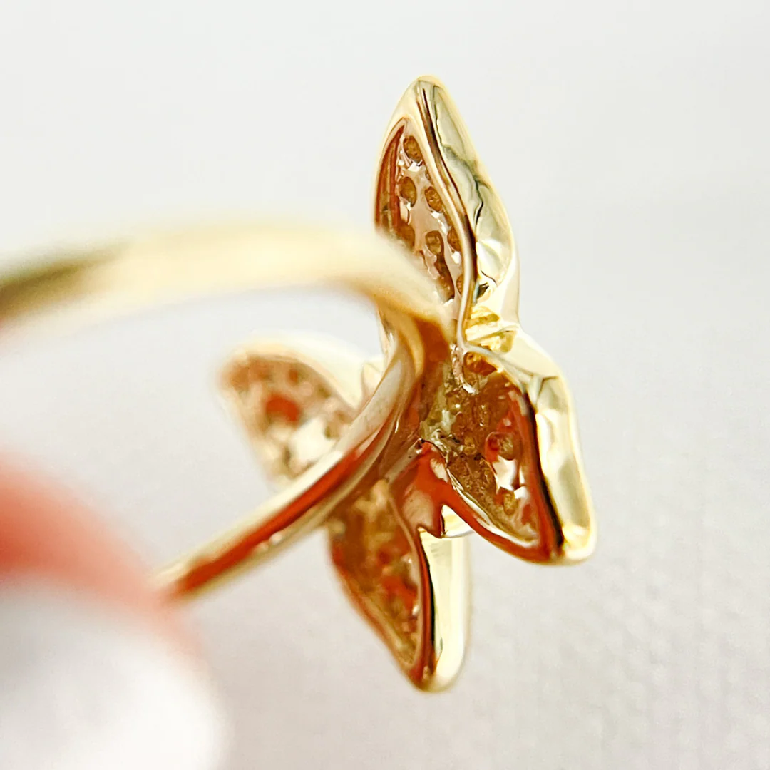 RFC16836. 14K Solid Gold Diamond Butterfly Ring - Image 5
