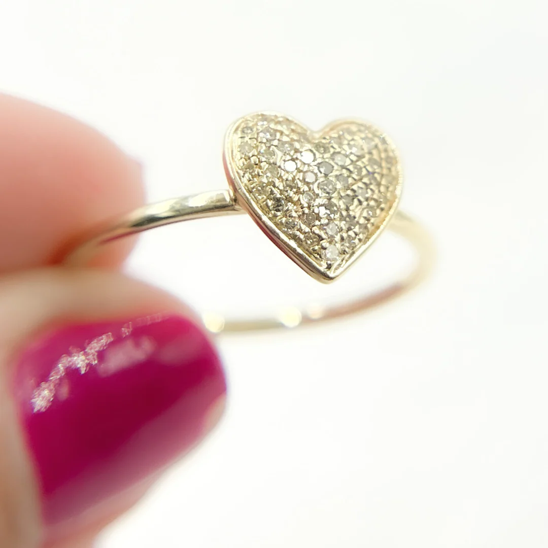RFB16832. 14K Solid Gold Diamond Heart Ring - Image 3