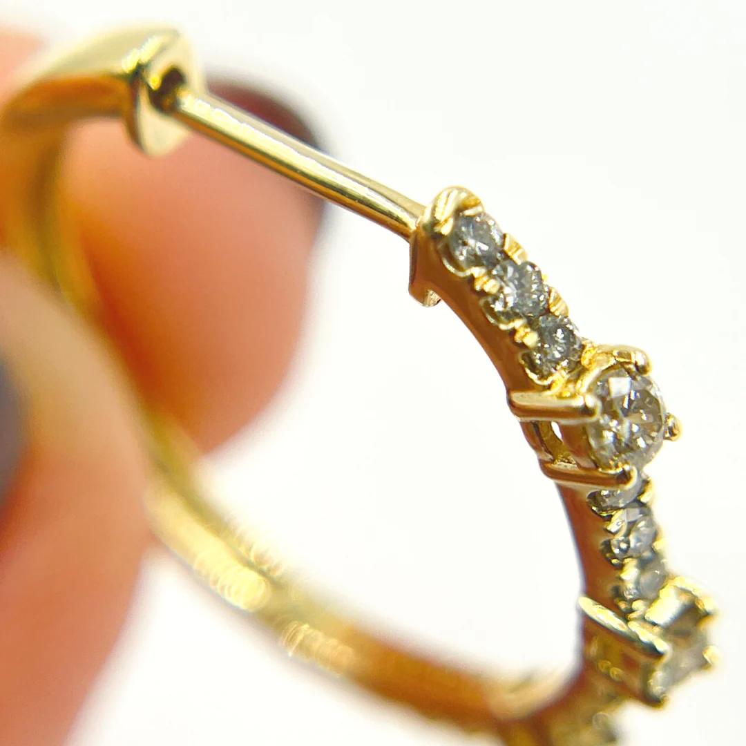 EHH56702. 14K Solid Gold Diamond Hoop Earrings - Image 5