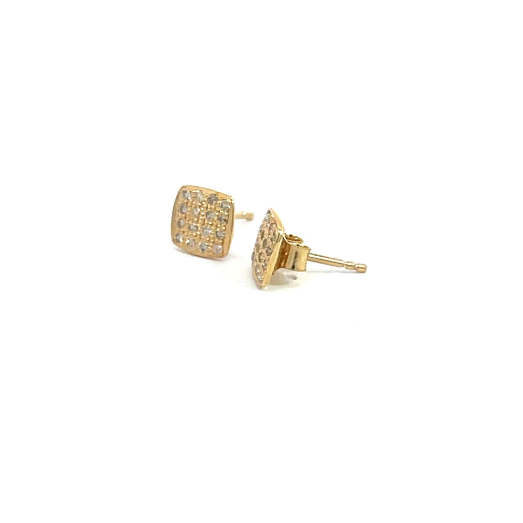 GDT13. 14K Solid Gold and Diamonds Square Earrings - Image 8