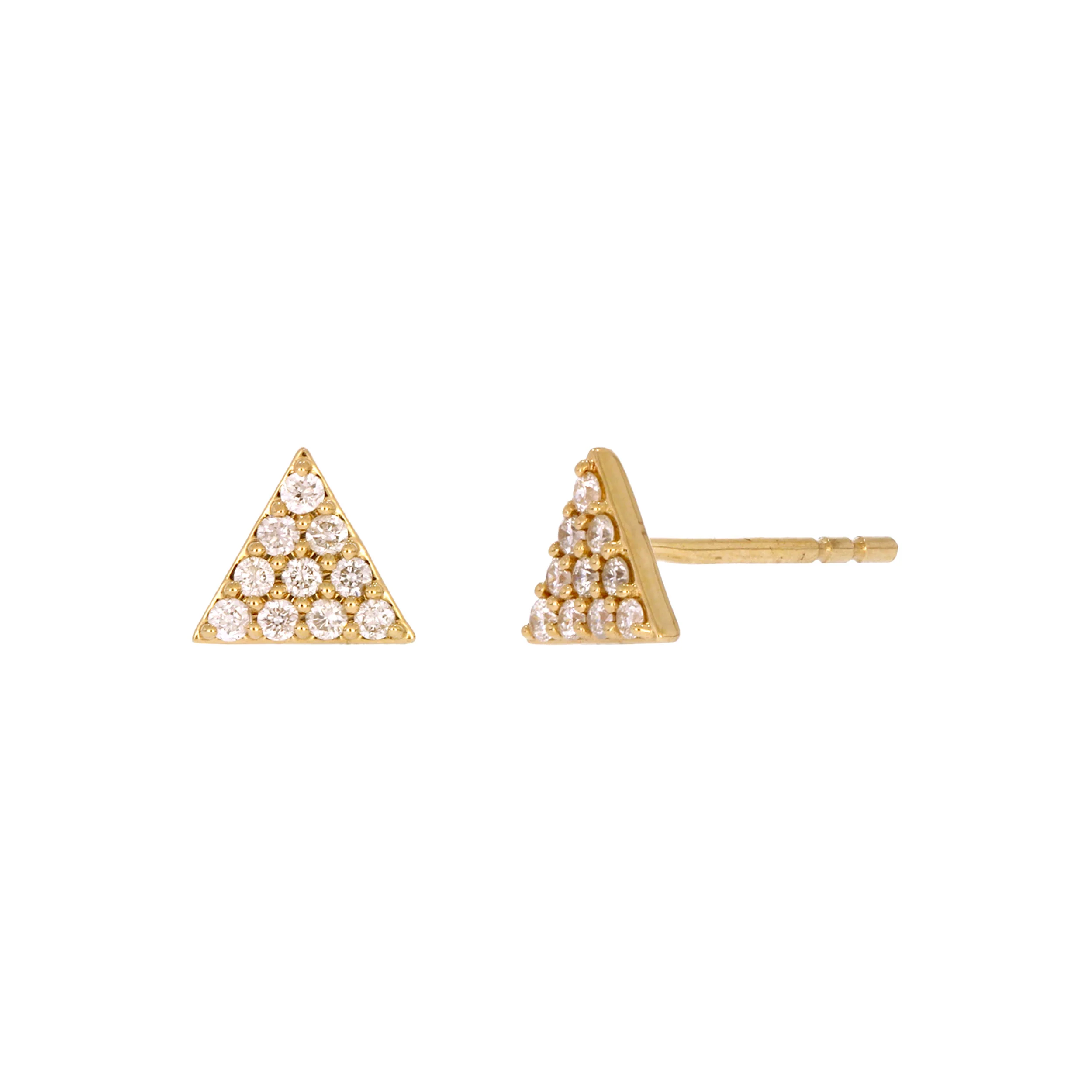 EFC54162. 14K Solid Gold and Diamonds Triangle Studs - Image 4