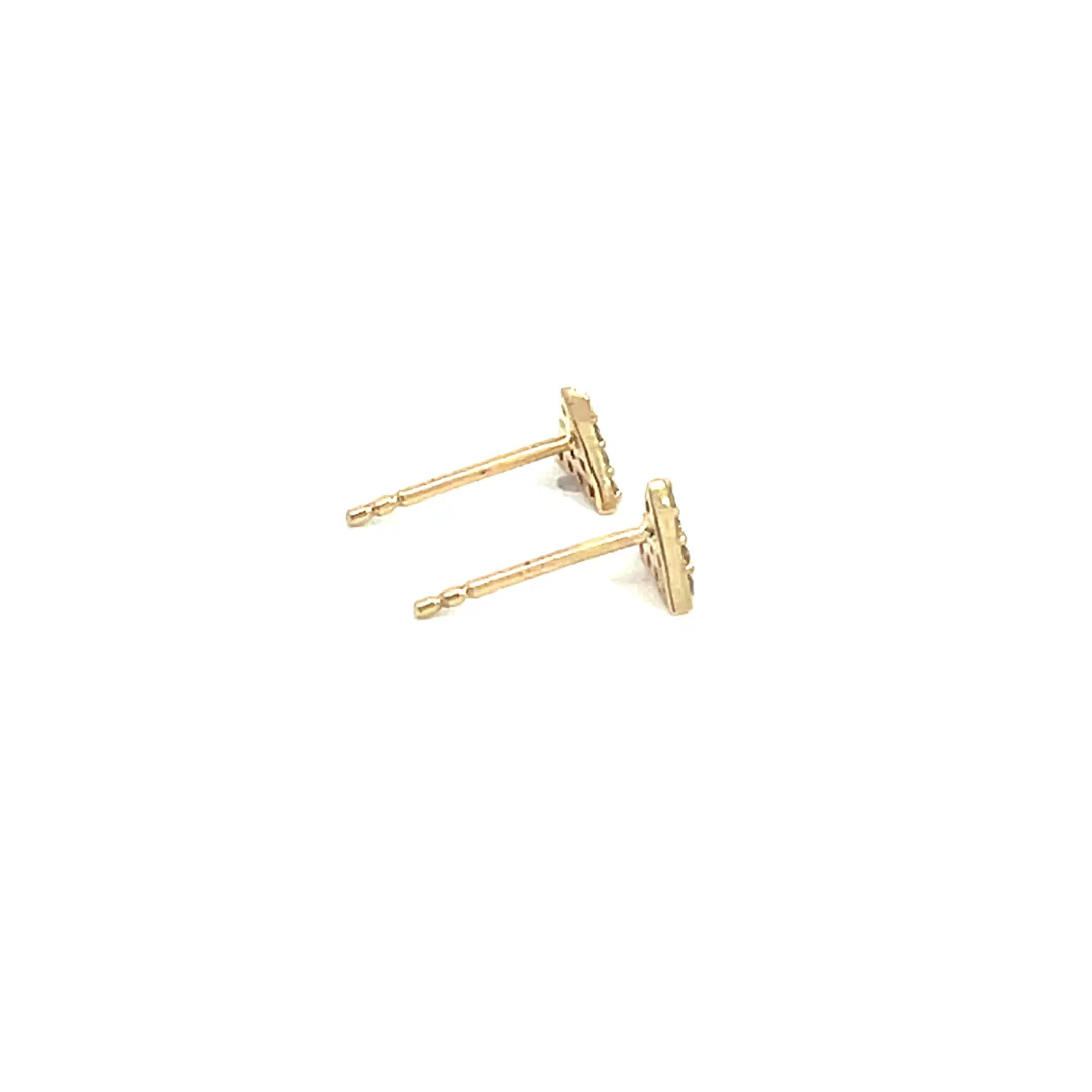 EFC54162. 14K Solid Gold and Diamonds Triangle Studs - Image 8