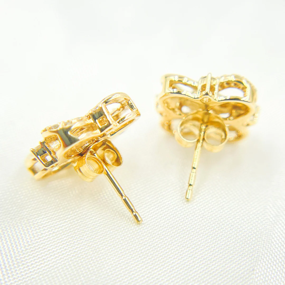 EFF51917. 14k Solid Yellow Gold Infinity Heart Studs - Image 3
