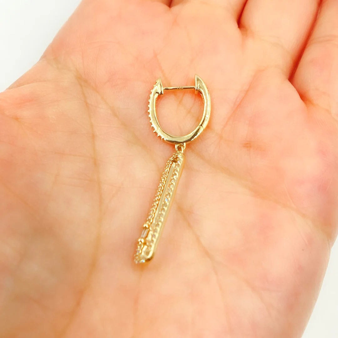 EHF56594. 14K Solid Gold and Diamonds Oval Link Dangle Earrings - Image 4
