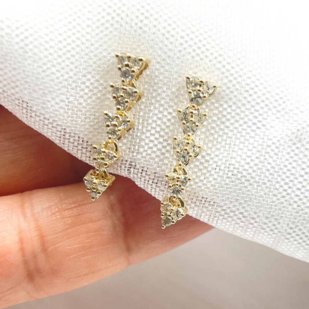 EFG52163. 14K Solid Gold Diamond Dangle Earrings - Image 3