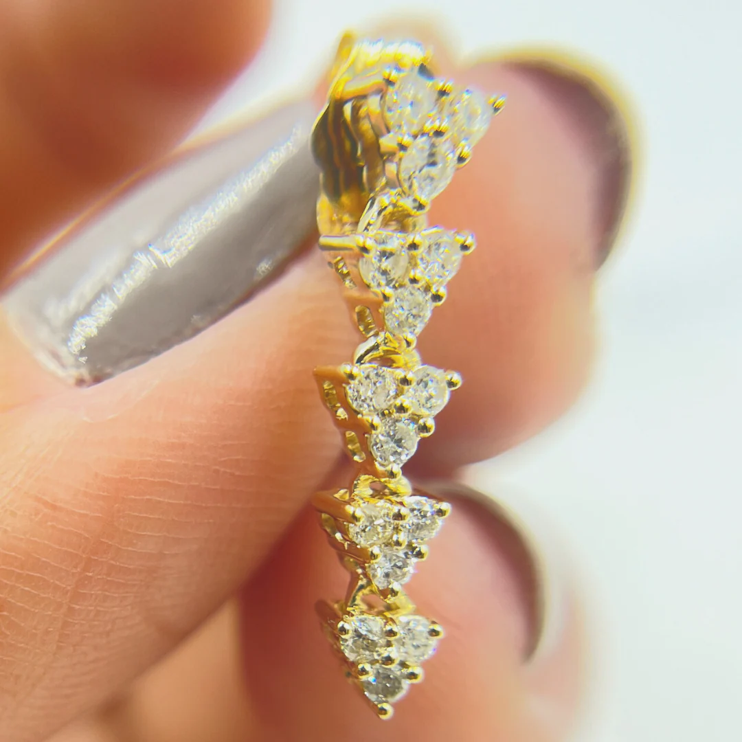 EFG52163. 14K Solid Gold Diamond Dangle Earrings - Image 4