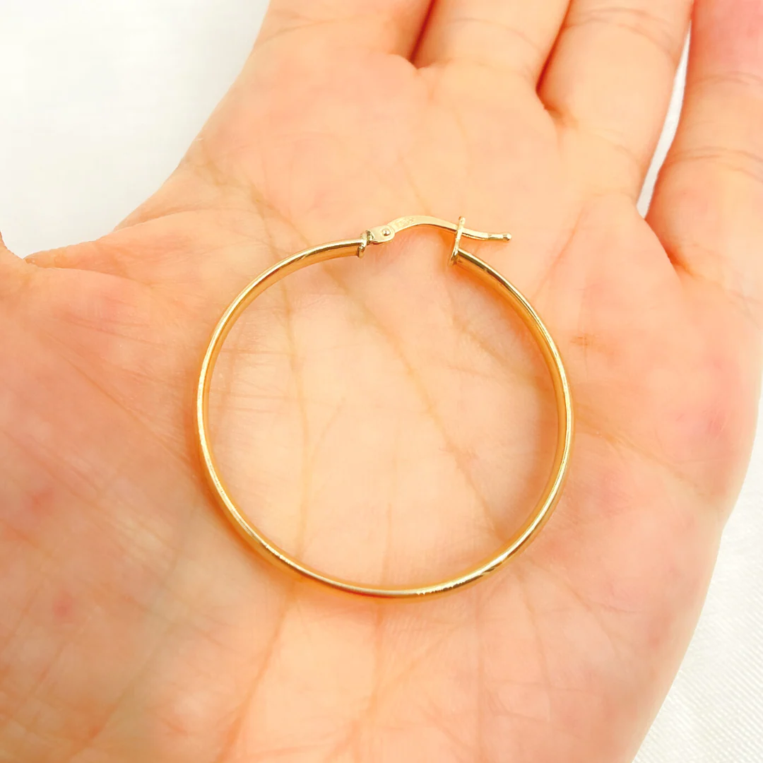 GER168. 14K Solid Gold Hollow Hoop Earrings - Image 8