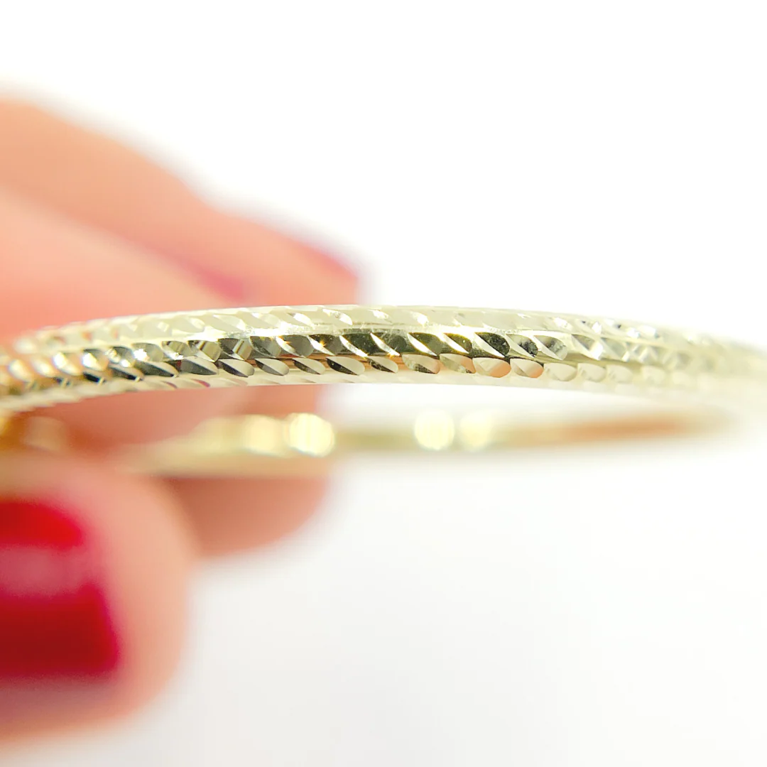 GER58. 14K Gold Hoop Earrings with Engraved Tornado Design - Image 7