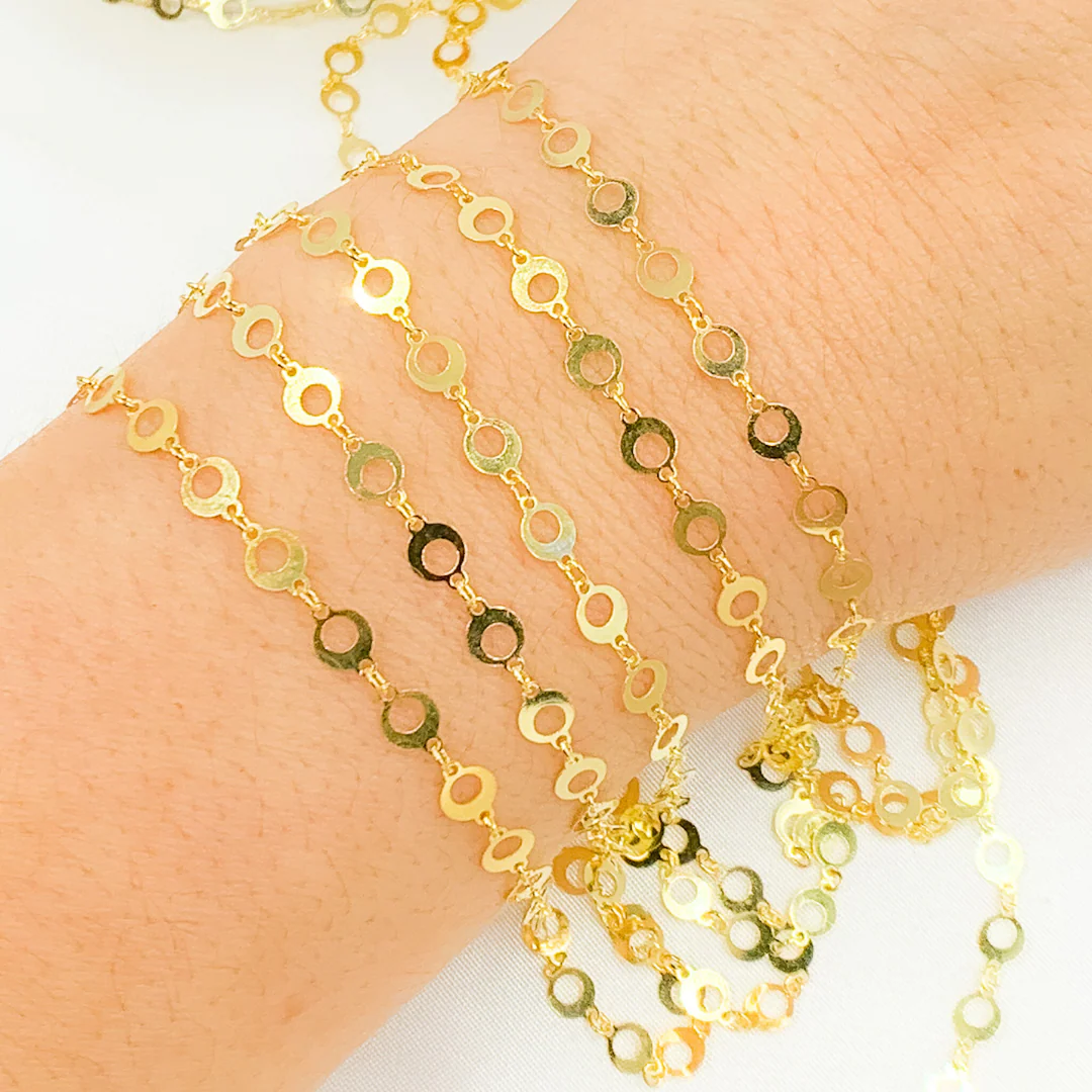 V20GP. Gold Plated 925 Sterling Silver Circle Link Chain - Image 2
